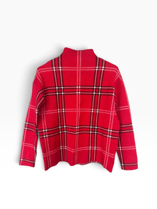Nicole Miller Sweaters - Nicole Miller Red Plaid Mock-Neck Sweater Women’s Small